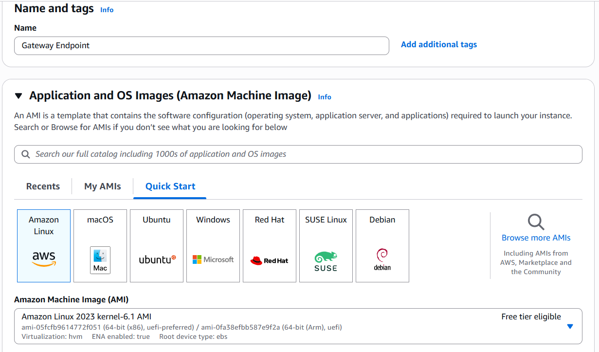 select EC2 Instance AMI Amazon Linux 2023