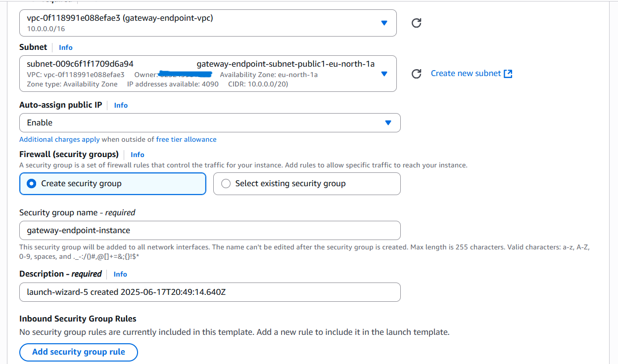 Security Group and Key Pair settings