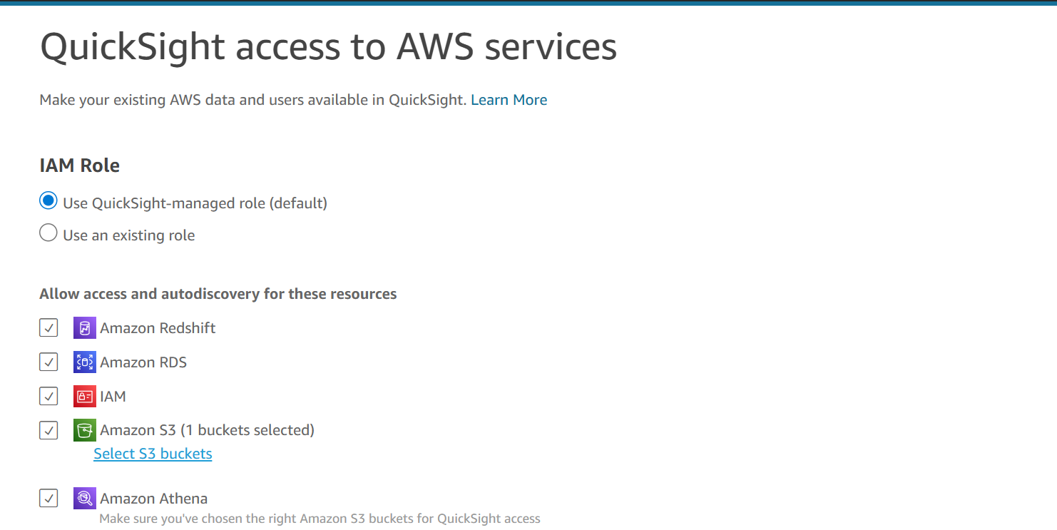 Amazon QuicSight Configuring permissions