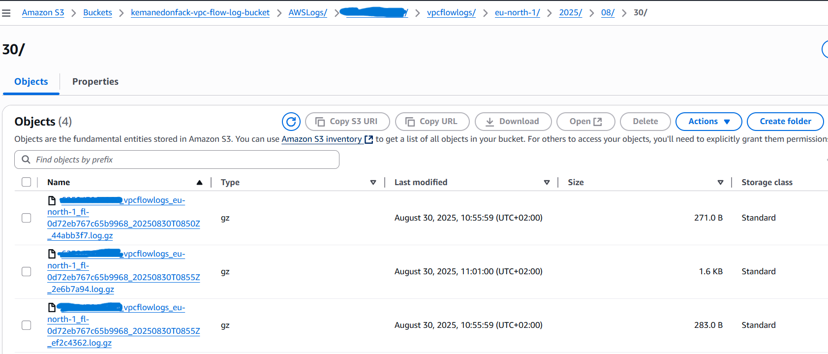 AWS VPC Flow Logs Recording in Amazon S3